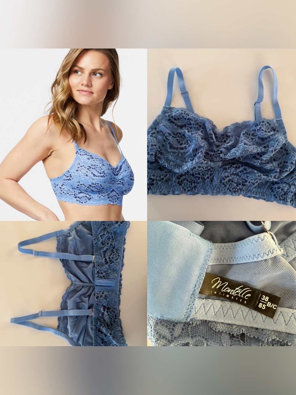 EUC Montelle Wireless Cup Sized Lace Bralette (38B/C)